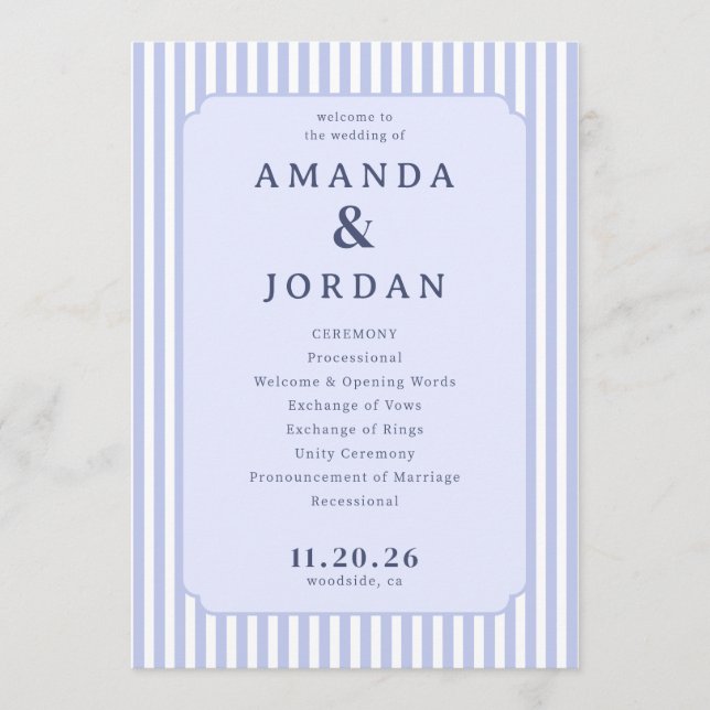 Programa Elegante Horario de Ceremonia de Boda de Lavanda y (Anverso)