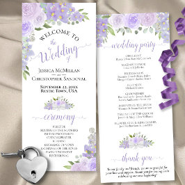 Programa Elegante Lavanda Boho Watercolor Floral Boda