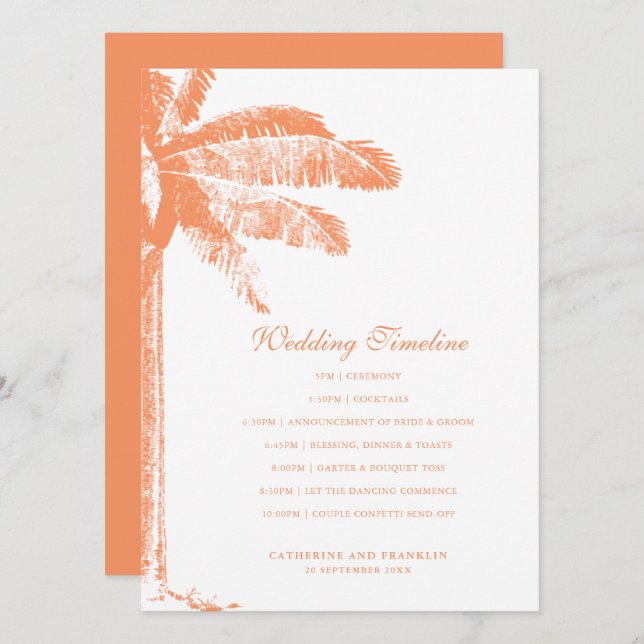 Programa Elegante Línea de tiempo del Boda del árbol de pal (Anverso / Reverso)