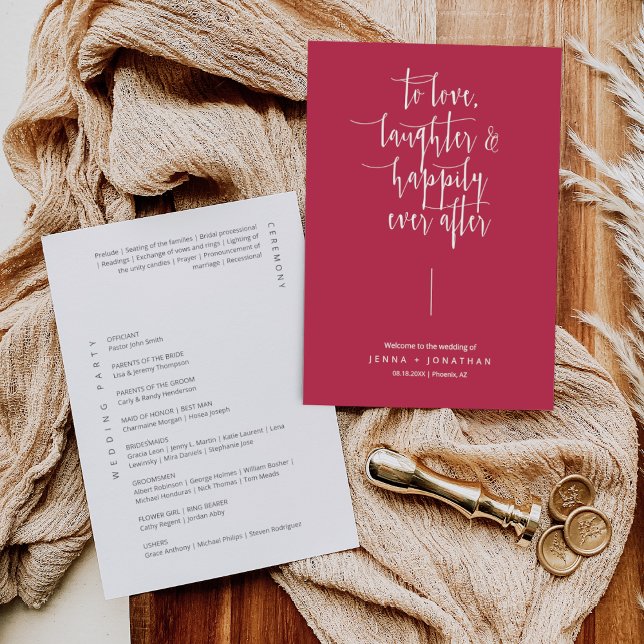 Programa Elegante Magenta Moderno Boda de caligrafía minima (Subido por el creador)