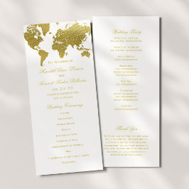 Programa Elegante Mapa Mundial de Boda en Oro
