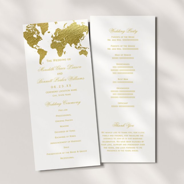 Programa Elegante Mapa Mundial de Boda en Oro (Subido por el creador)