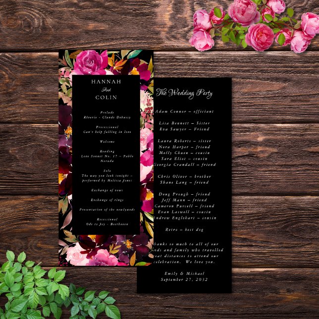 Programa Elegante marco floral rosa borgoñona negra (Subido por el creador)