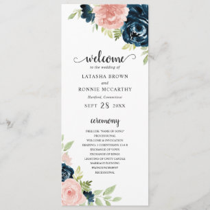 Programa Elegante Marina y Boda floral rosa Rubor