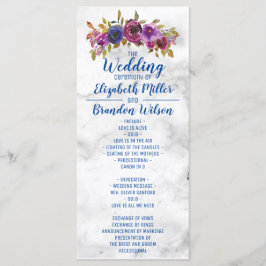Programa Elegante mármol acuarela floral boda de oro
