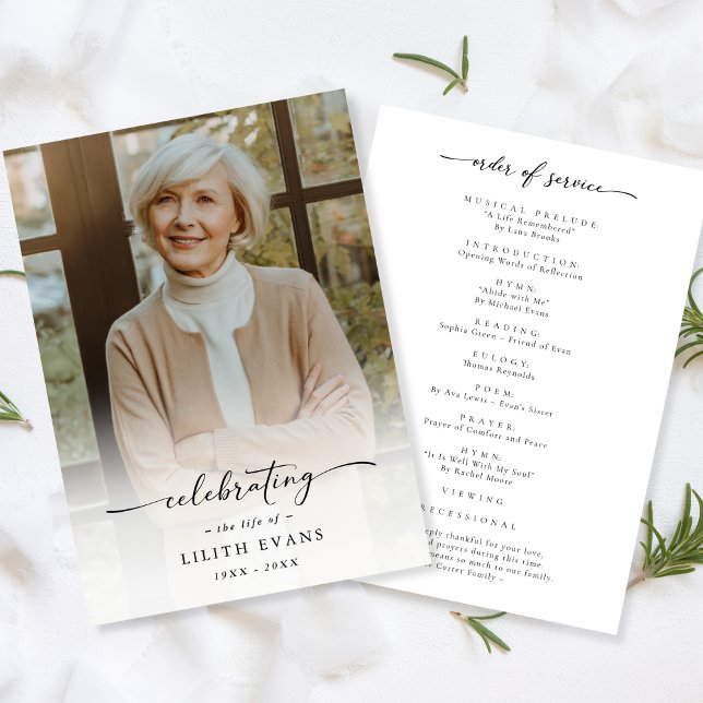 Programa Elegante Memorial Funeral Orden De Servicio Foto (Subido por el creador)