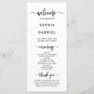 Programa Elegante Moda caligrafía escritura Boda Ceremonia
