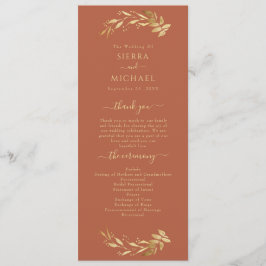 Programa Elegante Moda Terracota Rust Gold Foliage Boda