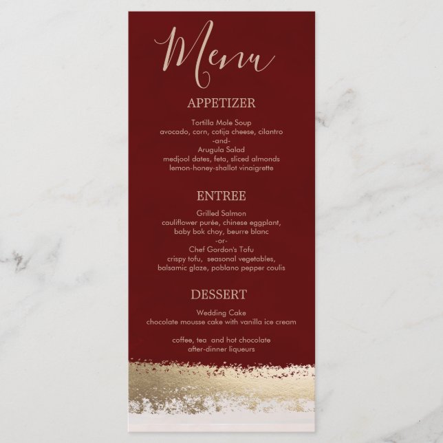 Programa Elegante, moderna, borgoñona, Boda Relieve metaliz (Anverso)