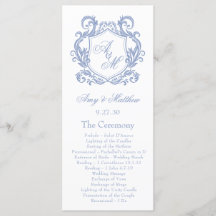 Elegante Monograma Cresta Azul Polvoriento Boda
