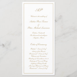 Programa Elegante Monograma Formal de Boda de Oro Simple