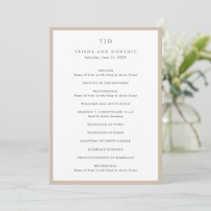 Programa Elegante Monograma Neutral Terrenal Boda Moderna