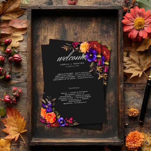 Programa Elegante Moody Vibrant Harvest Floral Boda (Subido por el creador)