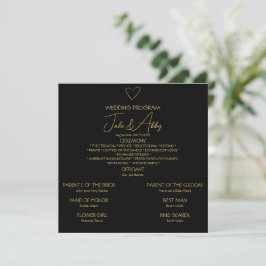 Programa Elegante negro brillante corazón de amor Boda negr