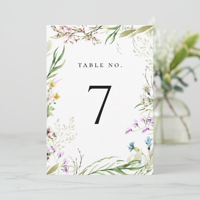 Programa Elegante número de tabla botánica de flor silvestr (Anverso de pie)