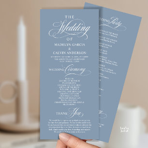 Programa Elegante Orden de Ceremonia de Boda Azul Polvorien