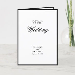 Programa Elegante orden de servicio del Boda blanco negro