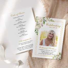 Programa Elegante Orden de Servicio Floral Memorial Funeral