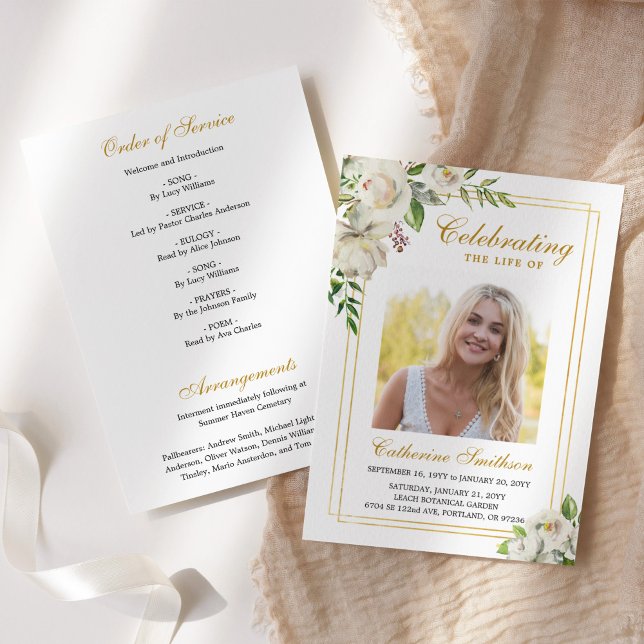 Programa Elegante Orden de Servicio Floral Memorial Funeral (Subido por el creador)