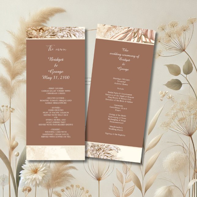 Programa Elegante pampas césped Boho Boda Neutral (Subido por el creador)