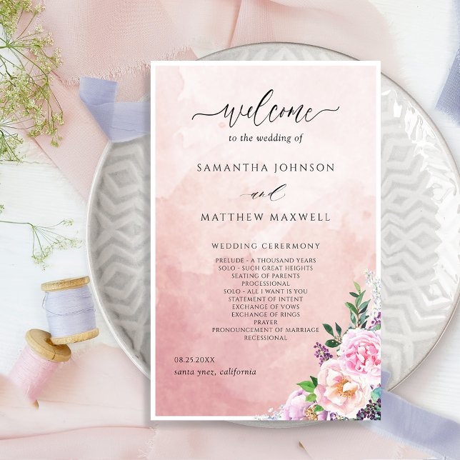 Programa Elegante Pastel Purple Floral Wedding (Subido por el creador)