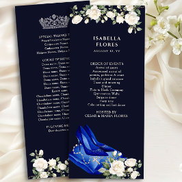 Programa Elegante Quinceanera azul medianoche Tiara y Rosas