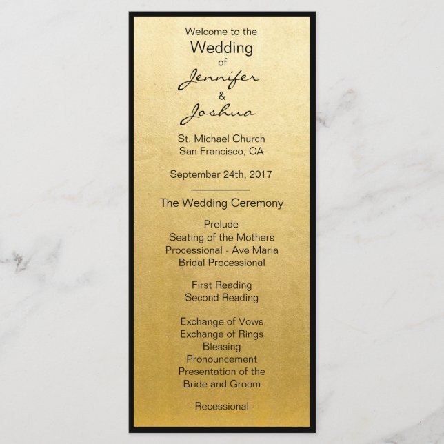 Programa Elegante Relieve metalizado dorado Diseño Negro Pr (Anverso)