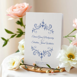 Programa Elegante Romance de época Dusty Blue Floral Boda
