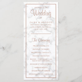 Programa Elegante Rosa moderno Boda de mármol oro