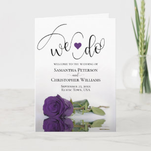 Programa Elegante Rosa real morado Boda plegado