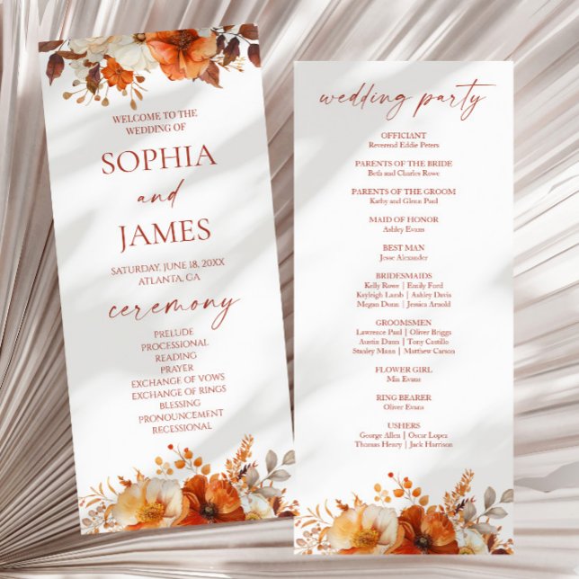 Programa Elegante Rústico Otoño Floral Boda (Subido por el creador)