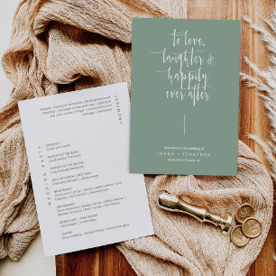 Programa Elegante Sage Green Modern Script Boda