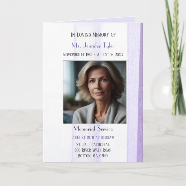 Programa Elegante servicio de Beravement Obituary (Anverso)