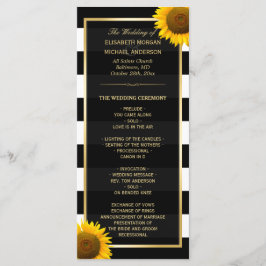 Programa Elegante Sunflowers Black White Wedding