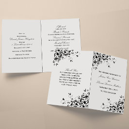 Programa Elegante Swirls Black & White Wedding
