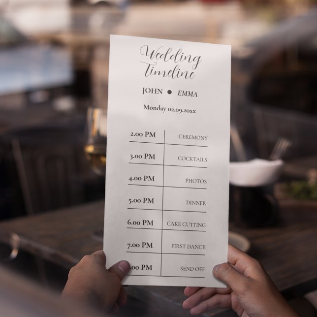 Programa Elegante tema Boda blanco y negro (Wedding Timeline list is more important, then why wait try out this card)