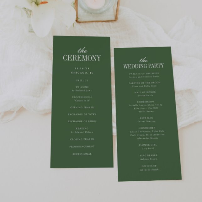 Programa Elegante Tipografía Moderna Boda Verde Oliva Oscur (Subido por el creador)