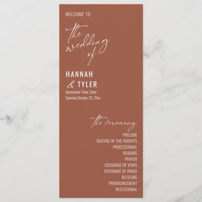 Programa Elegante Tipografía Simple Contemporánea Terracott (Anverso)