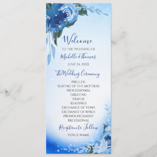Programa Elegante Verdor Floral de acuarela azul real
