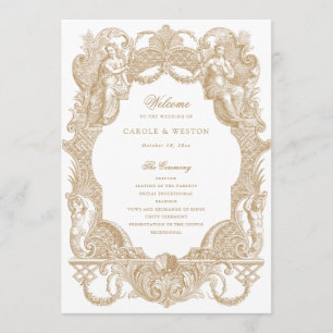 Programa Elegante Vintage Baroque Frame Toile Gold Boda