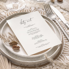 Programa Elegante y elegante Comamos Boda blanco y negro