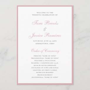 Programa Elegante y formal simple Rosa Boda