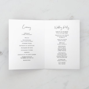 Programa Elegante y moderno boda blanco y negro plegado