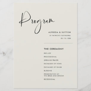 Programa Elegante y moderno boda verde de sabio claro