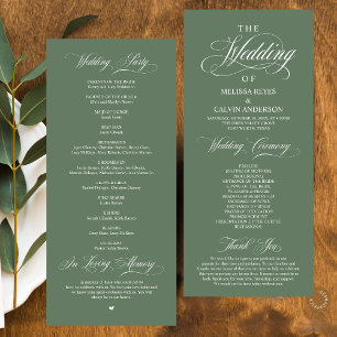 Programa Elegante y sofisticada boda con guión en verde sal