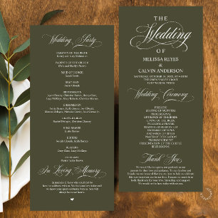 Programa Elegante y sofisticada boda con letra script en ve