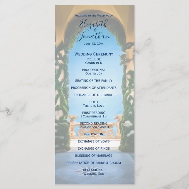 Programa Elegantes arcos italianos Boda del lago Como (Anverso)