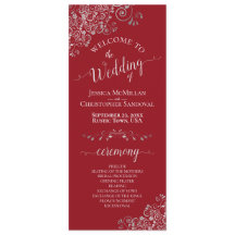 Elegantes curvas plateadas en el Boda rojo simple