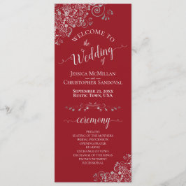 Programa Elegantes curvas plateadas en el Boda rojo simple