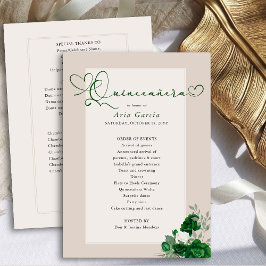 Programa Elegantes Rosas Quinceanera Emerald Green